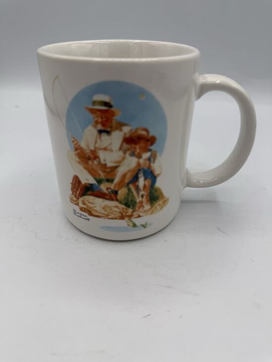 Norman Rockwell Other - Norman Rockwell Catching the Big One Mug Sakura Fishing Coffee Cup Vintage